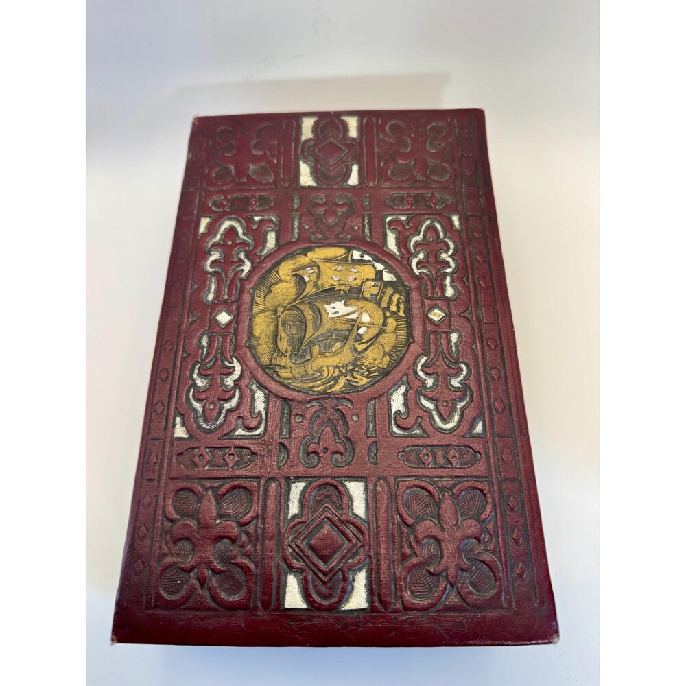 Bausch & Lomb Miniature Slide Library Box Red & Gold Wood Flip Lid